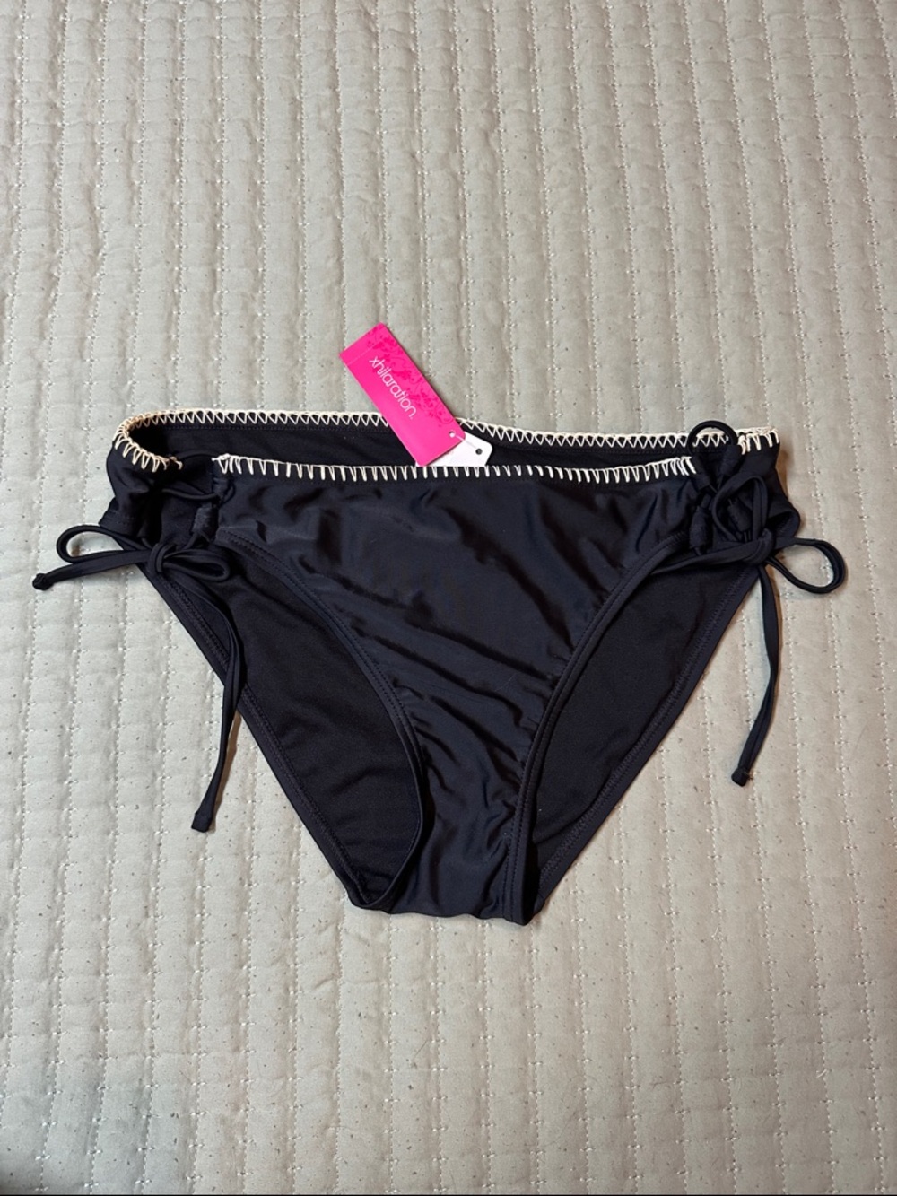 Xhilaration Black Bikini Bottom with White Contrast Stitching